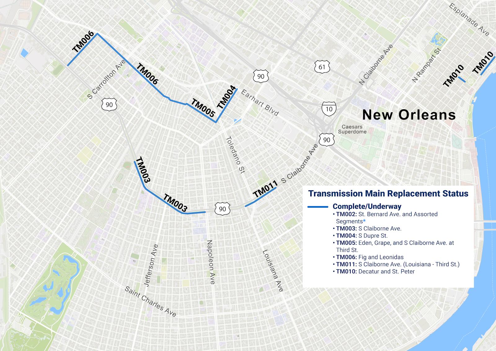 Transmission Main Replacement Status Map
